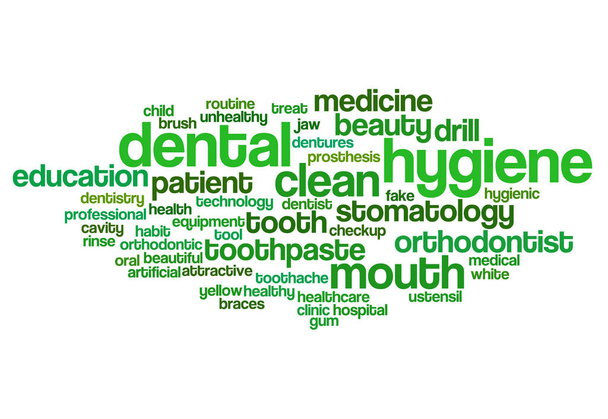 Higiena jamy ustnej słowo Chmura, koncepcja tła stomatologii - Zdjęcie, obraz