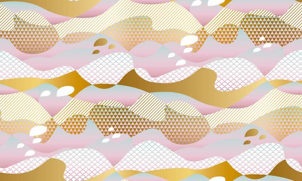 Χρυσό και παστέλ χρώματα θαλασσινό νερό απρόσκοπτη μοτίβο - Διάνυσμα, εικόνα