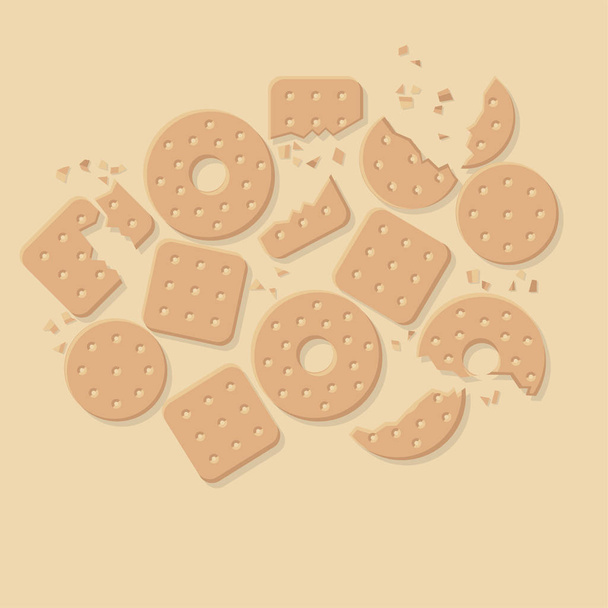 Ropogós keksz, a cookie-k lapos vektor illusztráció - Vektor, kép