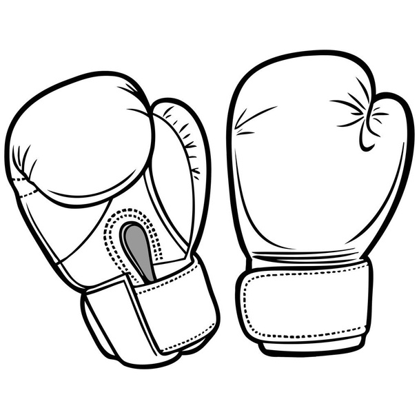 Boxhandschuhillustration - eine Zeichentrickillustration eines Paares Boxhandschuhe. - Vektor, Bild