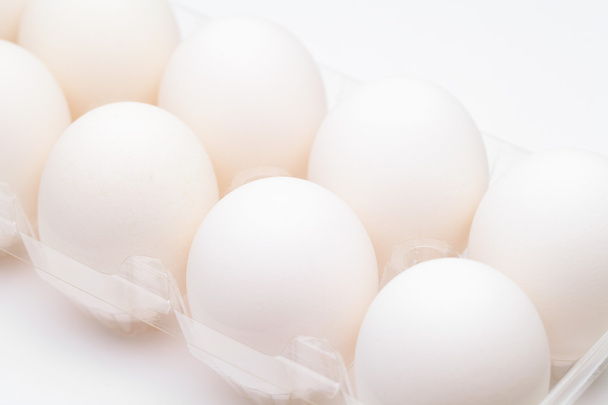 White egg in plastic container - Φωτογραφία, εικόνα