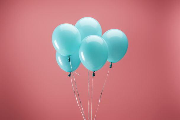 bright party decorative balloons on pink background - Photo, Image