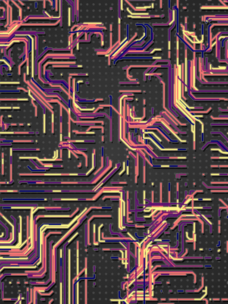 Fondo abstracto de líneas de color rosa y amarillo digital. Moderno diseño de cubiertas con patrón geométrico. renderizado 3d
 - Foto, Imagen