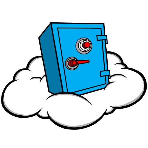 Cloud Security-μια απεικόνιση κινουμένων σχεδίων μιας ιδέας Cloud Security. - Διάνυσμα, εικόνα