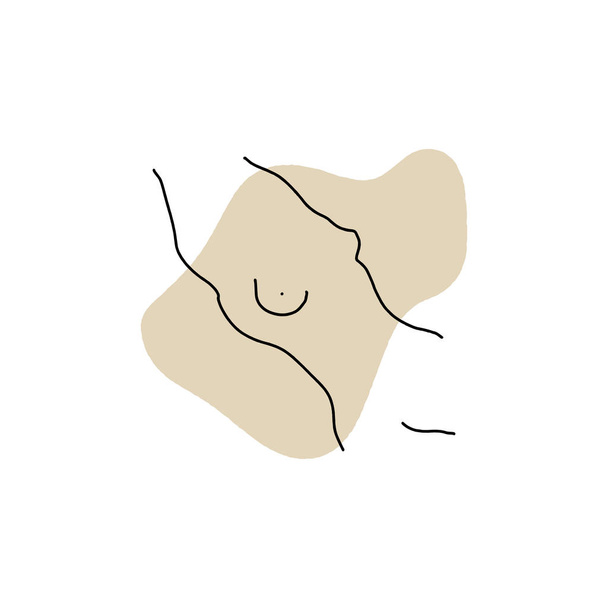 Nude art line drawing one line nude sketch. Figure interior design wall art. Vector - Вектор,изображение