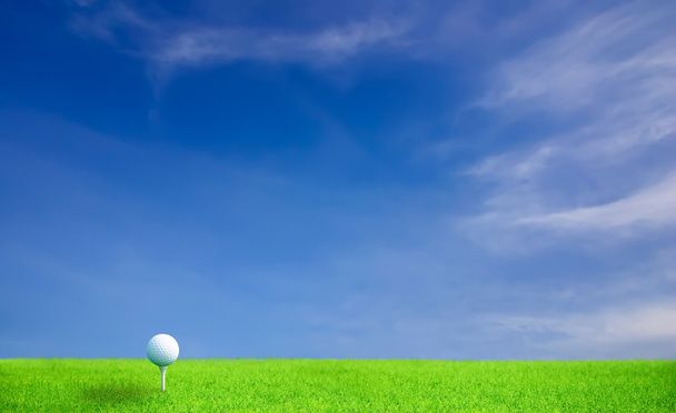Çimlerin üzerinde golf topu - Fotoğraf, Görsel