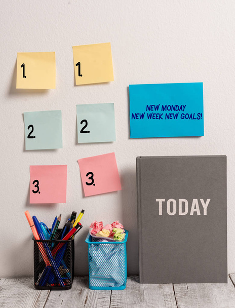 Text sign showing New Monday New Week New Goals. Conceptual photo goodbye weekend starting fresh goals targets. - Photo, Image
