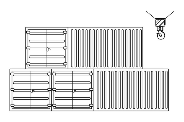 siyah beyaz kargo konteynerleri simgesi - Vektör, Görsel