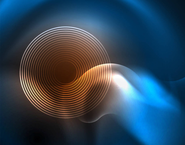 Neón líneas de onda brillantes, azul de alta tecnología futurista plantilla de fondo abstracto
 - Vector, imagen