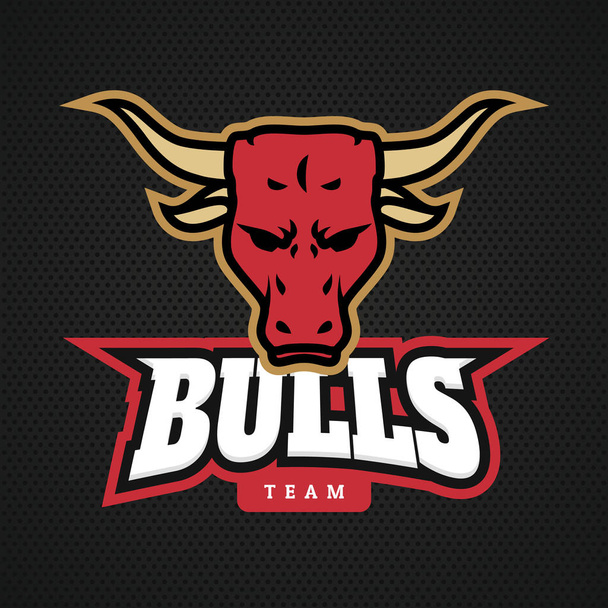 Logotipo de touro profissional moderno para uma equipe esportiva. Logotipo do vetor em um fundo escuro
. - Vetor, Imagem