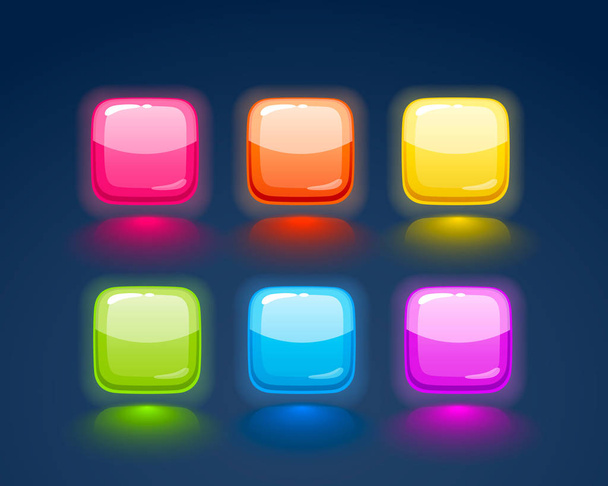 Game match icon. Square set in different colors. - Vetor, Imagem
