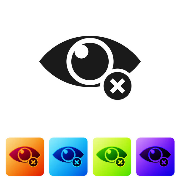 Ícone Invisível preto ou ocultar isolado no fundo branco. Definir ícone em botões quadrados de cor. Ilustração vetorial
 - Vetor, Imagem