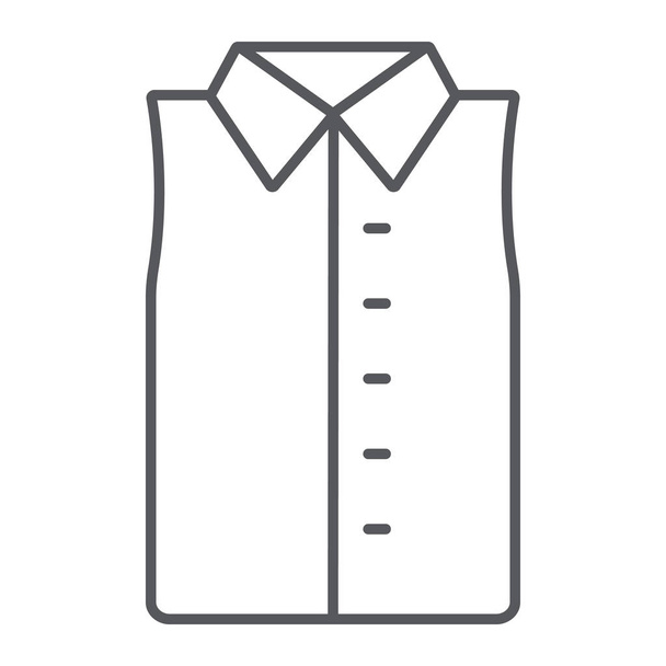 Ujjatlan ing vékony vonal ikon, ruha és a divat, ing nélkül ujjú jel, vektorgrafikus, lineáris minta fehér alapon. - Vektor, kép