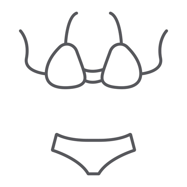 Swimsuit thin line icon, swimwear and fashion, bikini sign, vector graphics, a linear pattern on a white background. - Vector, Image