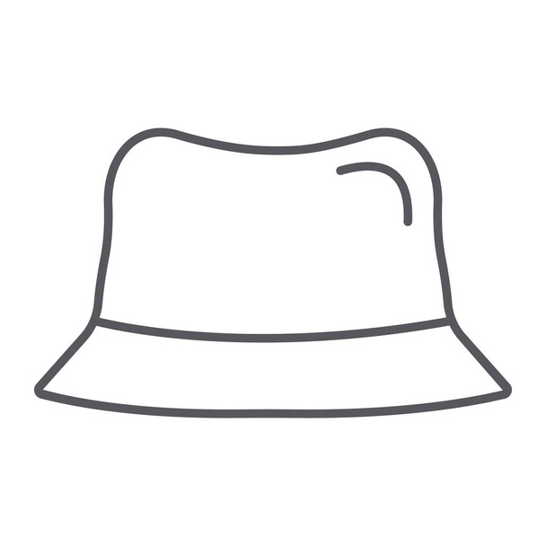 Panama chapeau mince ligne icône, vêtements et accessoires, panneau de chapeau, graphiques vectoriels, un motif linéaire sur un fond blanc
. - Vecteur, image