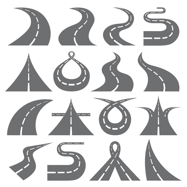 Símbolos de estrada curva conjunto vetor ícones planos
 - Vetor, Imagem