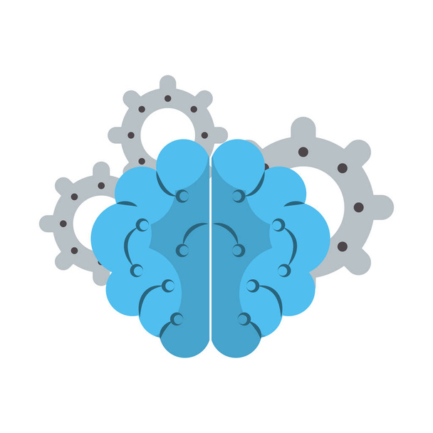 人間の脳と歯車のシンボル ベクトルイラスト - ベクター画像