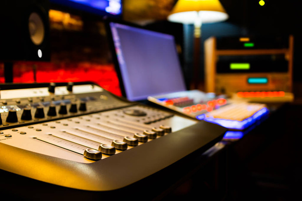 professional recording equipment in studio. music production concept background - Фото, изображение