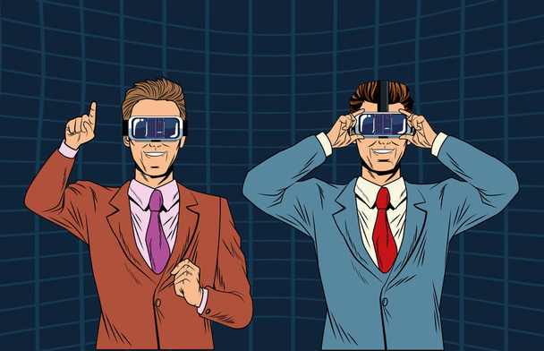 чоловіки з гарнітурою віртуальної реальності
 - Вектор, зображення