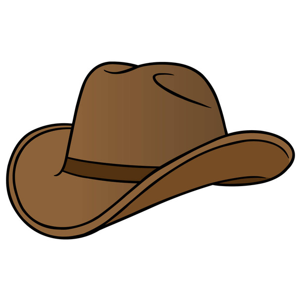 Cowboy Hat Cartoon-ilustracja kreskówki kowbojskiego kapelusza. - Wektor, obraz