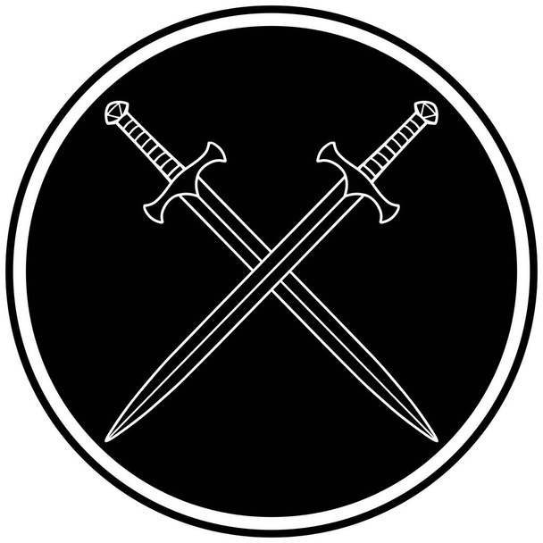 Ikona překřížených mečů-kreslená ilustrace ikony křížených mečů. - Vektor, obrázek