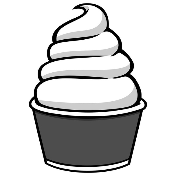Dondurma İllüstrasyon Cup - Dondurma Bir Fincan bir karikatür illüstrasyon. - Vektör, Görsel