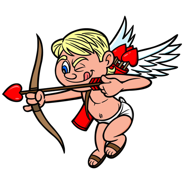 Amorek-ilustracją kreskówki Walentynki Cupid. - Wektor, obraz