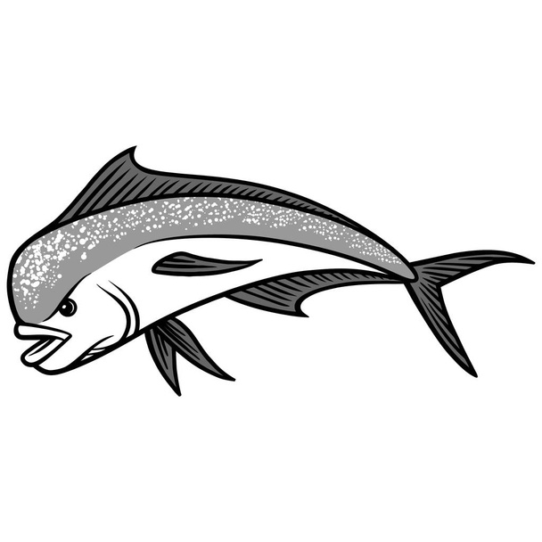 Dolphin Fish Illustration - A cartoon illustration of a Dolphin Fish. - Vector, Image