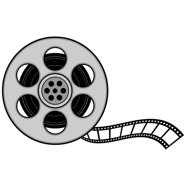 Film Reel - A cartoon illustration of a Film Strip and Reel . - Vector, Image