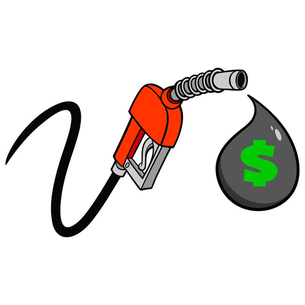 Prix de la pompe à essence - Une illustration de dessin animé d'un concept de buse et de tuyau d'essence
. - Vecteur, image
