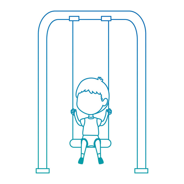 boy playing in swing park playground hanging - Vector, Image