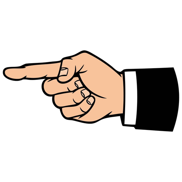 Icono de señalamiento de mano - Una ilustración de dibujos animados de una mano señalando
. - Vector, imagen