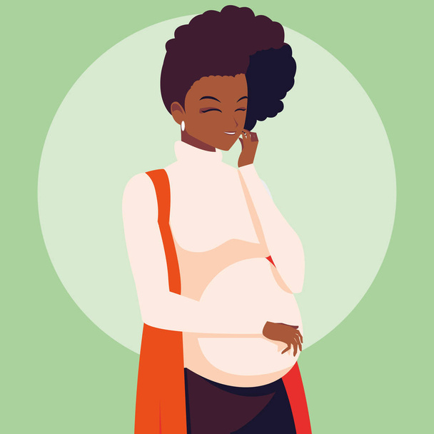 pregnant afro woman avatar character - Vector, Image