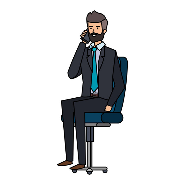 オフィスの椅子に座っているエレガントなビジネスマン - ベクター画像