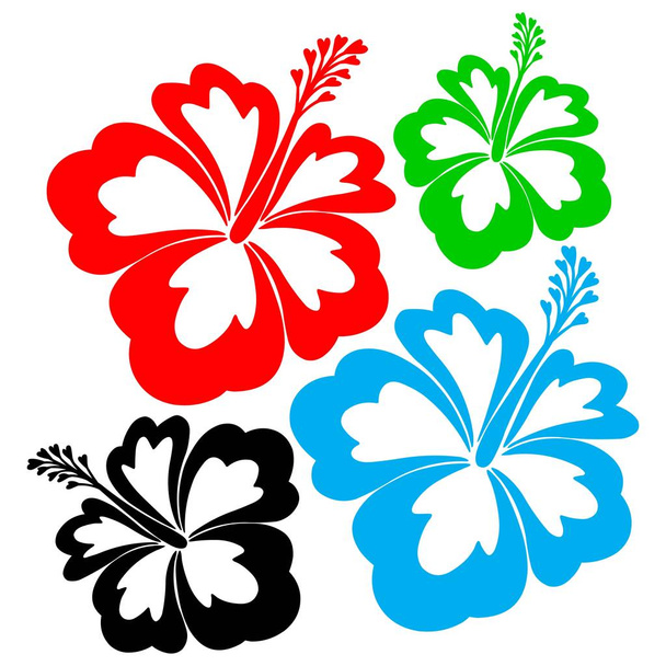 Hibiscus Abstract - A cartoon illustration of a few Hibiscus. - Vector, Image