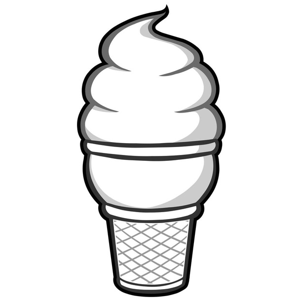 Ice Cream Illustration - A cartoon illustration of a Ice Cream Cone. - Vector, Image