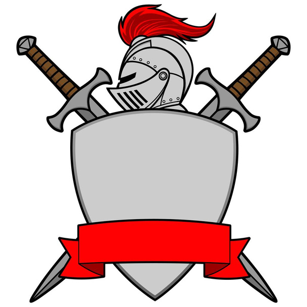 Knight Emblem - A cartoon illustration of a Knight Emblem. - Vector, Image