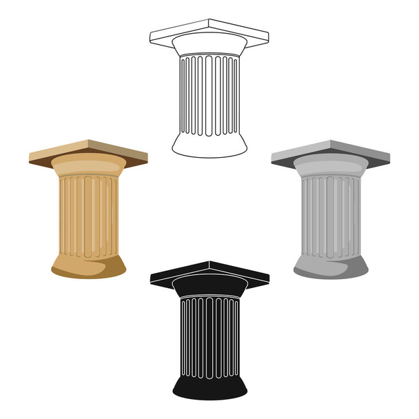 antikes Säulensymbol in Cartoon, schwarzer Stil isoliert auf weißem Hintergrund. Griechenland Symbol Aktienvektor Illustration. - Vektor, Bild