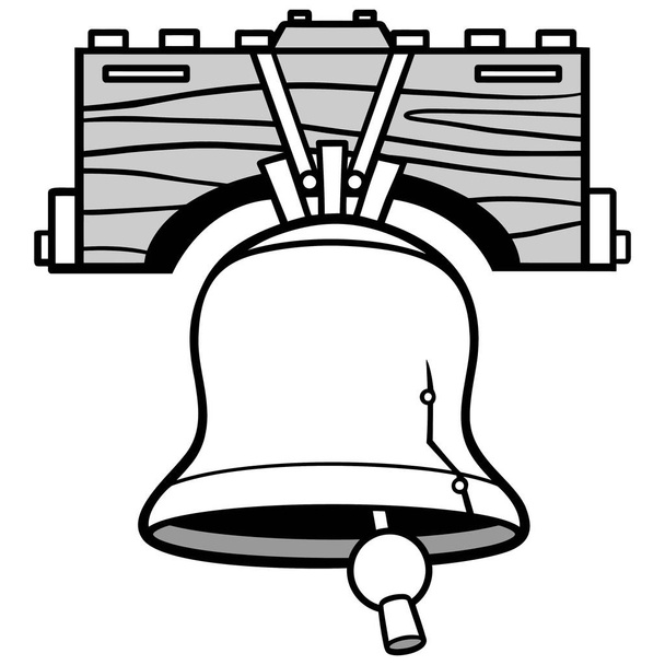 Dzwonek Liberty dzwonka-ilustracja kreskówka dzwonu Liberty. - Wektor, obraz