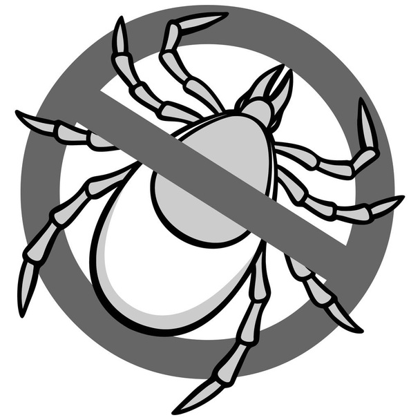 Ninguna señal de garrapata - Una ilustración de dibujos animados de una señal de advertencia de garrapata
. - Vector, imagen