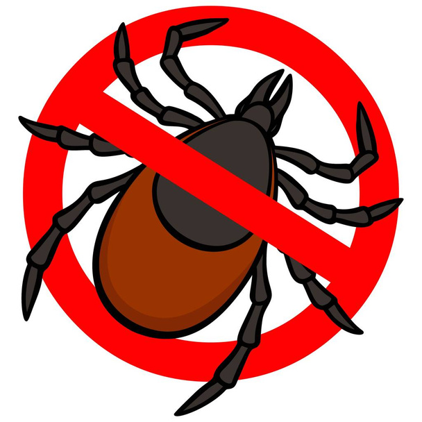 No Tick - Illustration de dessin animé d'un panneau d'avertissement Tick
. - Vecteur, image