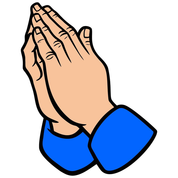 Praying Hands - A cartoon illustration of a pair of Praying Hands. - Vector, Image