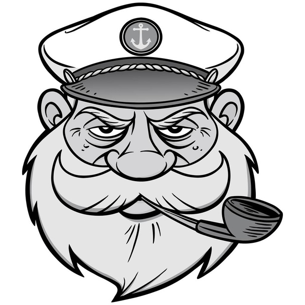 Bir Deniz Kaptanı bir karikatür illüstrasyon. - Vektör, Görsel