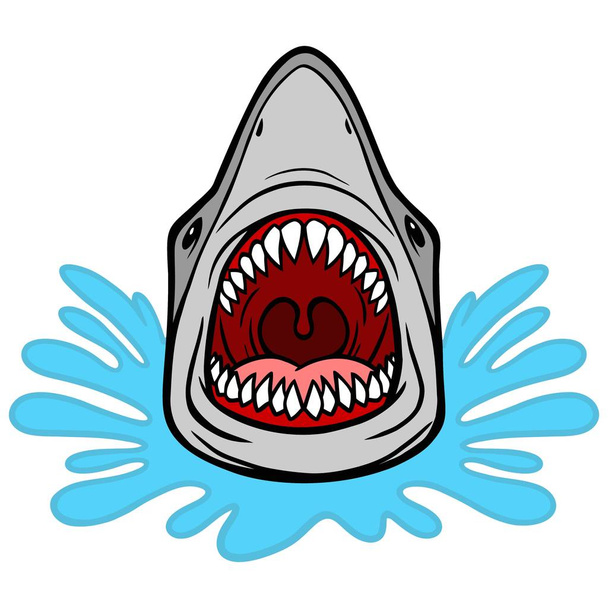 Mordedura de ataque de tiburón - Una ilustración de dibujos animados de un tiburón
. - Vector, imagen