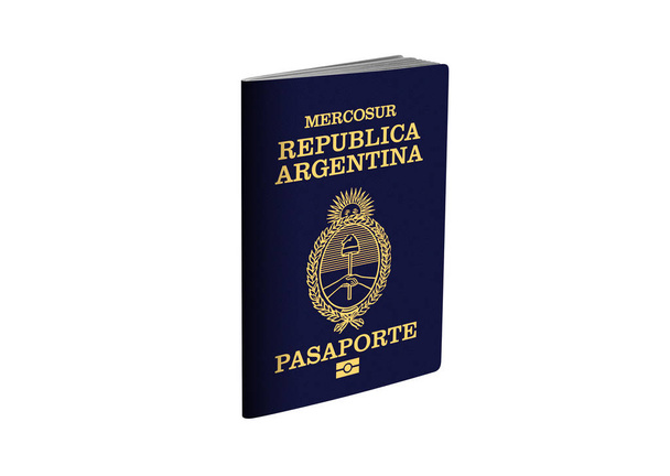 Pasaporte Argentina con ruta de selección sobre fondo blanco - Ilustración 3D  - Foto, Imagen