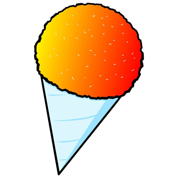 Cone de neve - Uma ilustração de desenho animado de um cone de neve
. - Vetor, Imagem