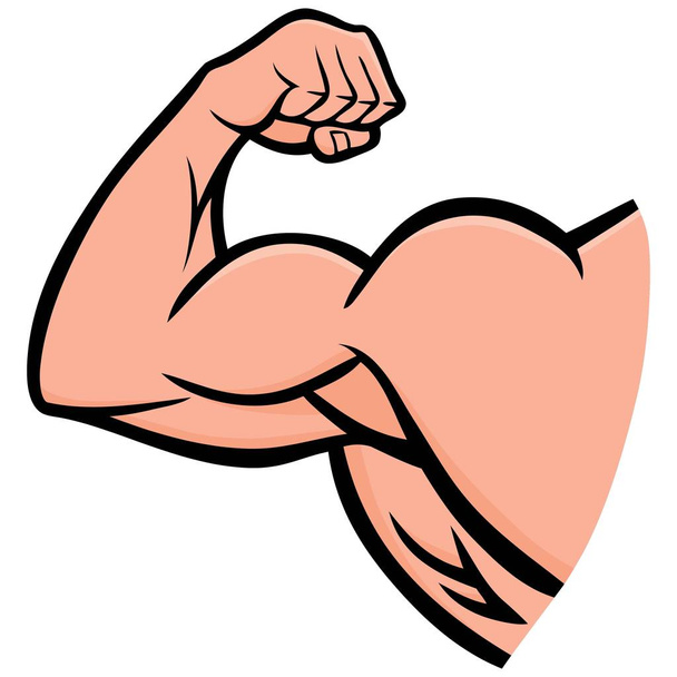 Erős ARM-a karikatúra illusztrációja egy Strongman legördülő karját. - Vektor, kép