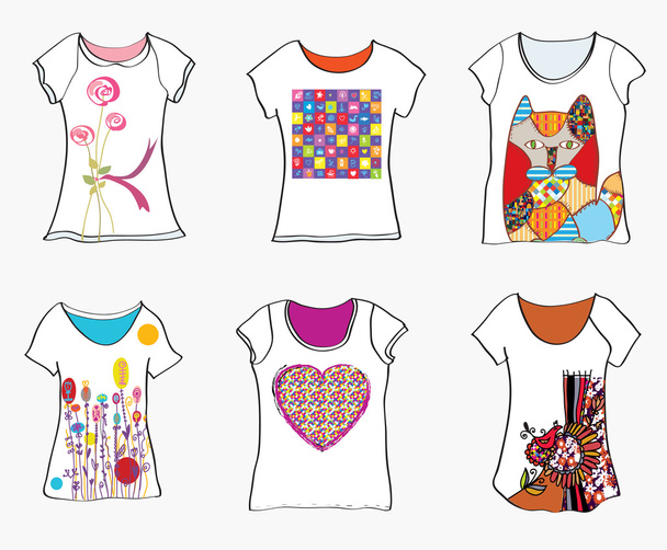 T-shirts design templates with funny paintings - Vector, Image