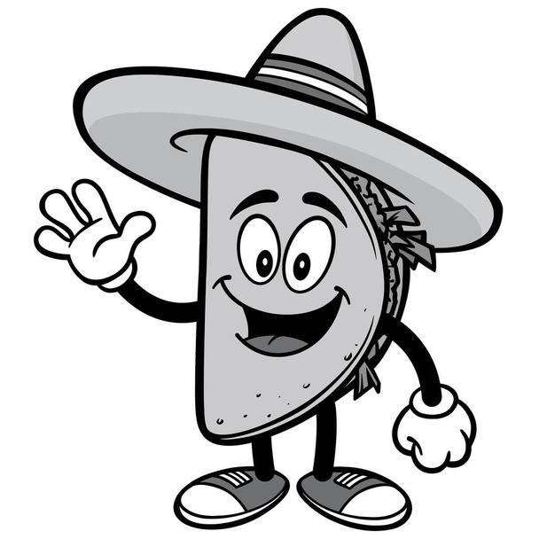 Taco-Maskottchen - eine Cartoon-Illustration eines Taco-Maskottchens. - Vektor, Bild