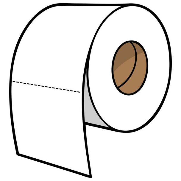 Toilettenpapier - eine Karikatur einer Rolle Toilettenpapier. - Vektor, Bild
